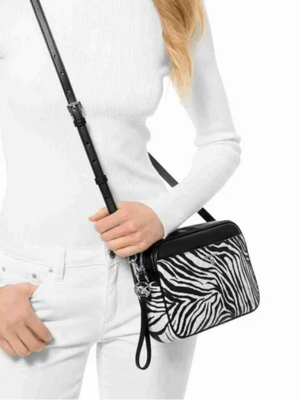 Michael Kors Jet Set zebra print East West Camera Crossbody Bag clutch